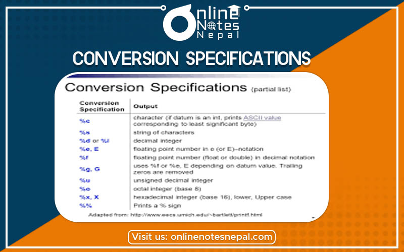 Conversion Specifications Photo